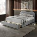 Grimsby Storage Bed - Fog Gray Performance Velvet - Queen