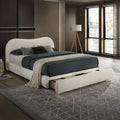 Grimsby Storage Bed - Ivory Cream White Performance Chenille - Queen