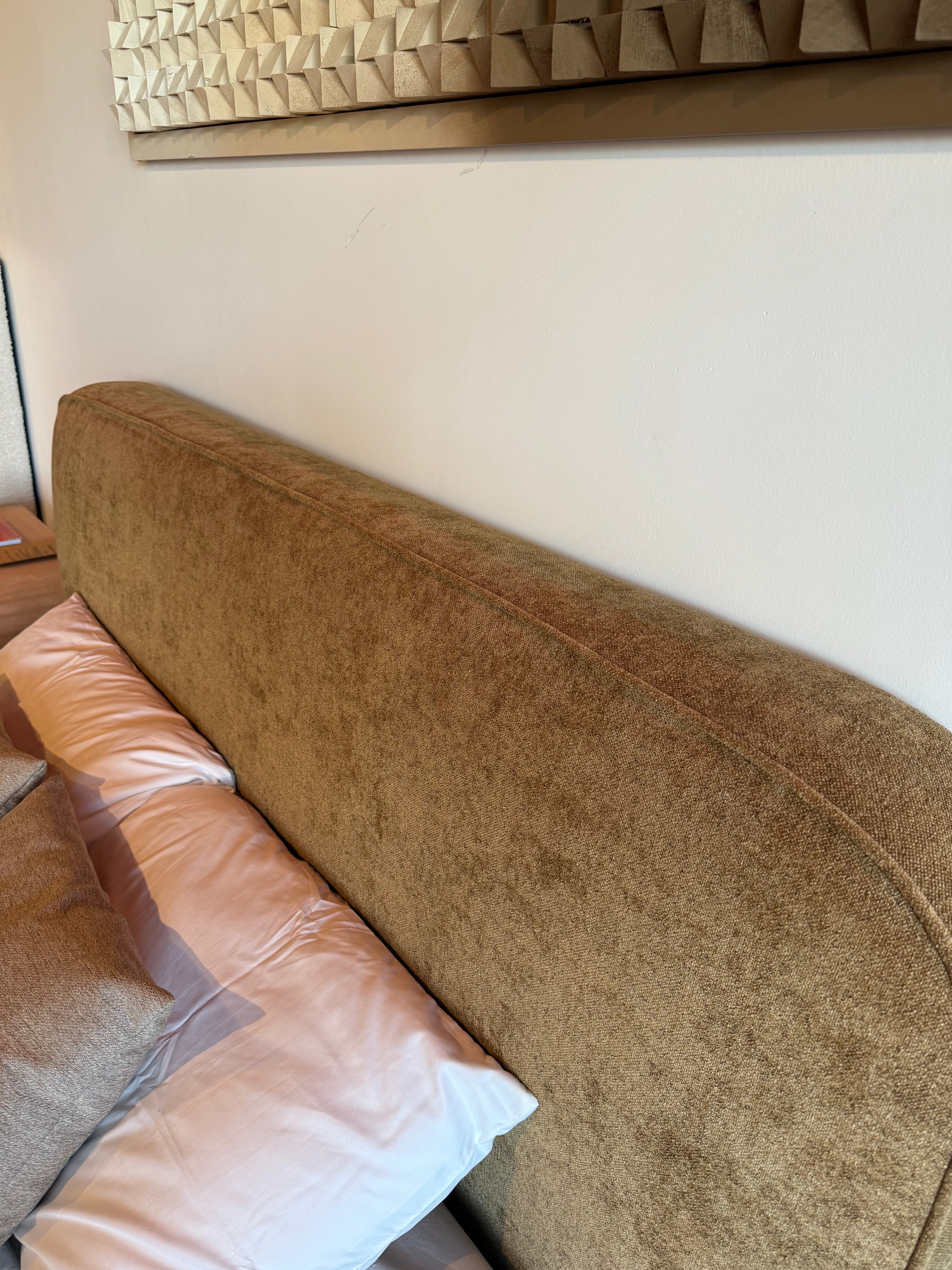 Baldacci Upholstered California King Platform Bed Curry and Walnut