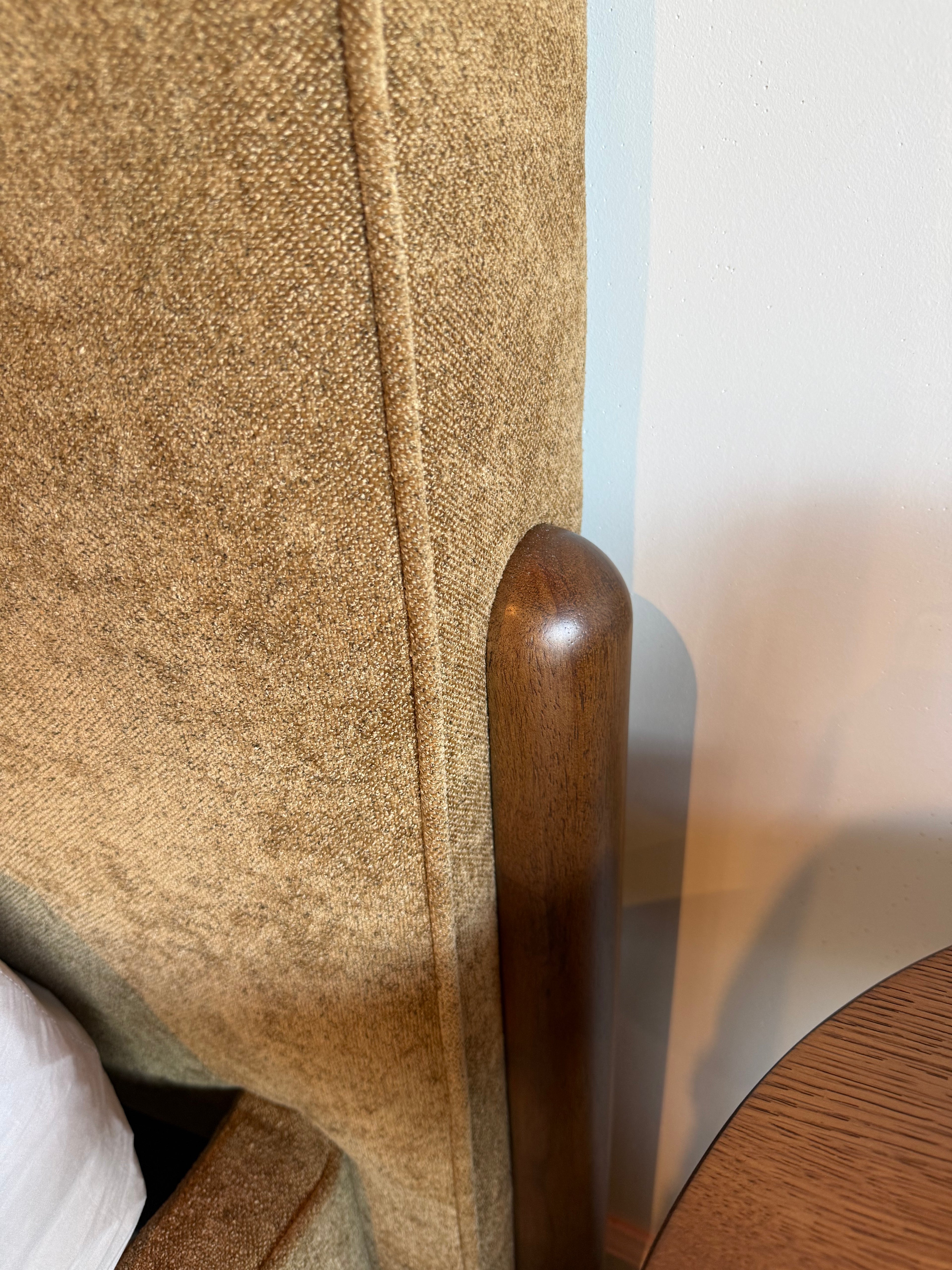 Baldacci Upholstered California King Platform Bed Curry and Walnut