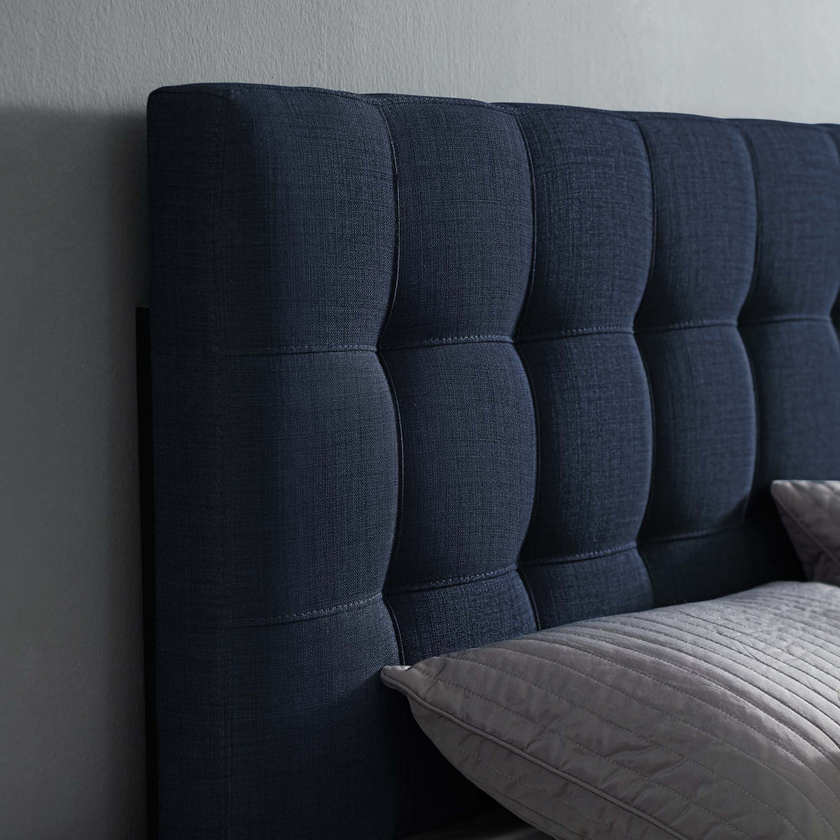 Lily Upholstered Fabric Queen Headboard - Navy
