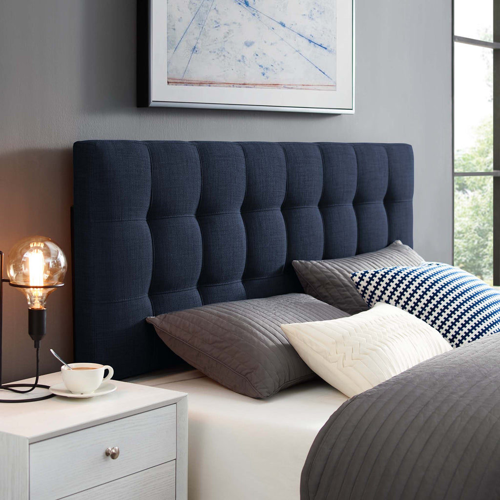 Lily Upholstered Fabric Queen Headboard - Navy