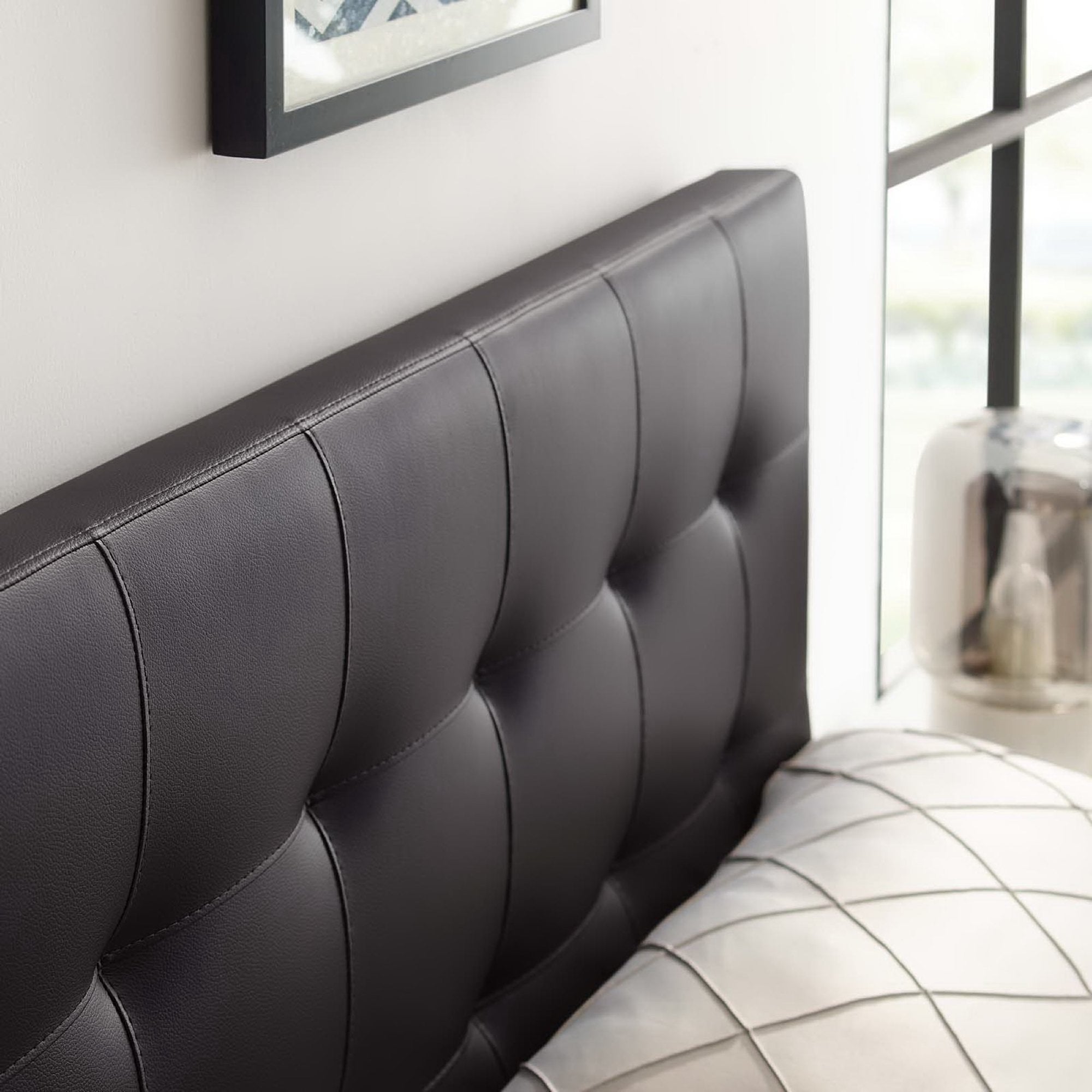 Lily Upholstered Vinyl Queen Headboard - Brown