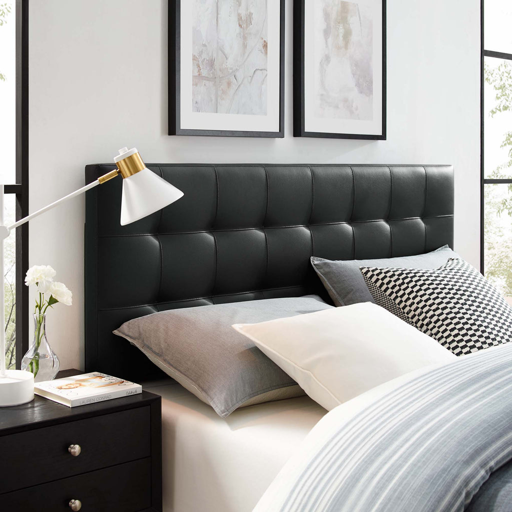 Lily Upholstered Vinyl King Headboard - Black