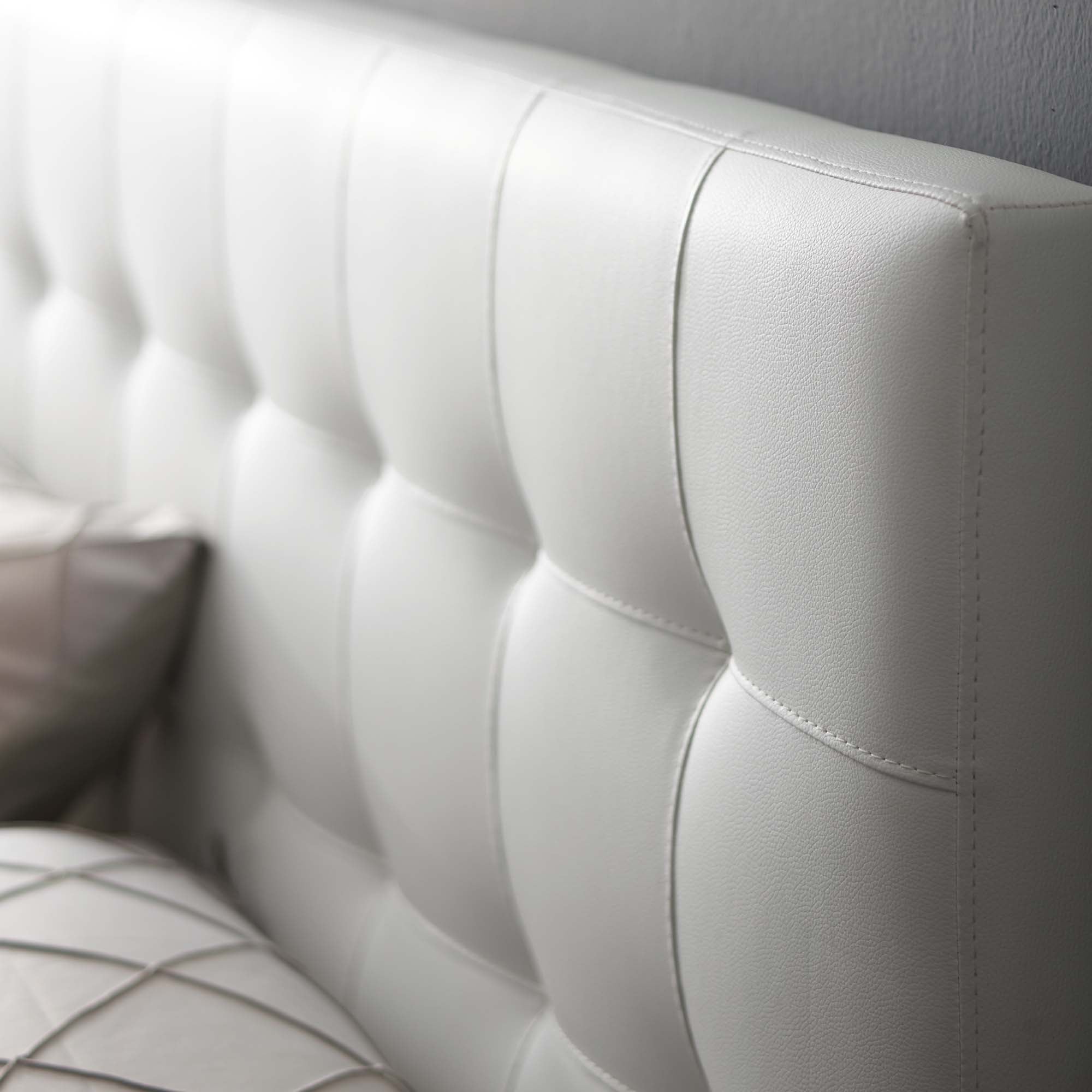 Lily Upholstered Vinyl King Headboard - White