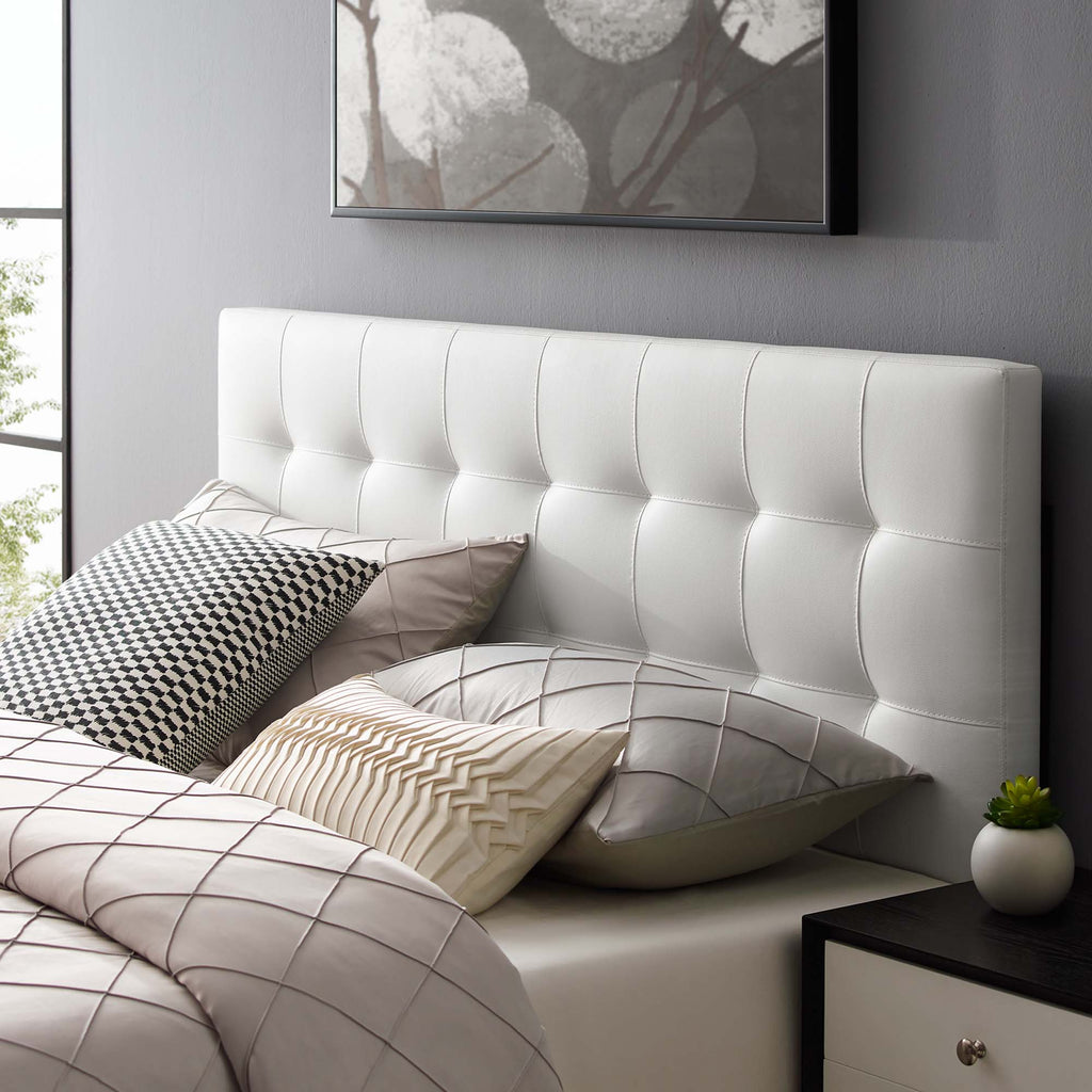 Lily Upholstered Vinyl King Headboard - White
