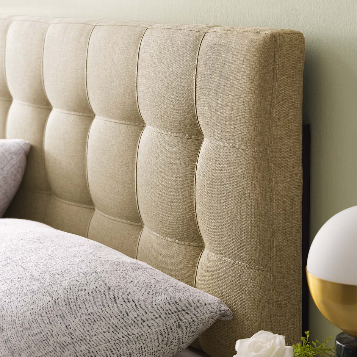 Lily Upholstered Fabric Full Headboard - Beige