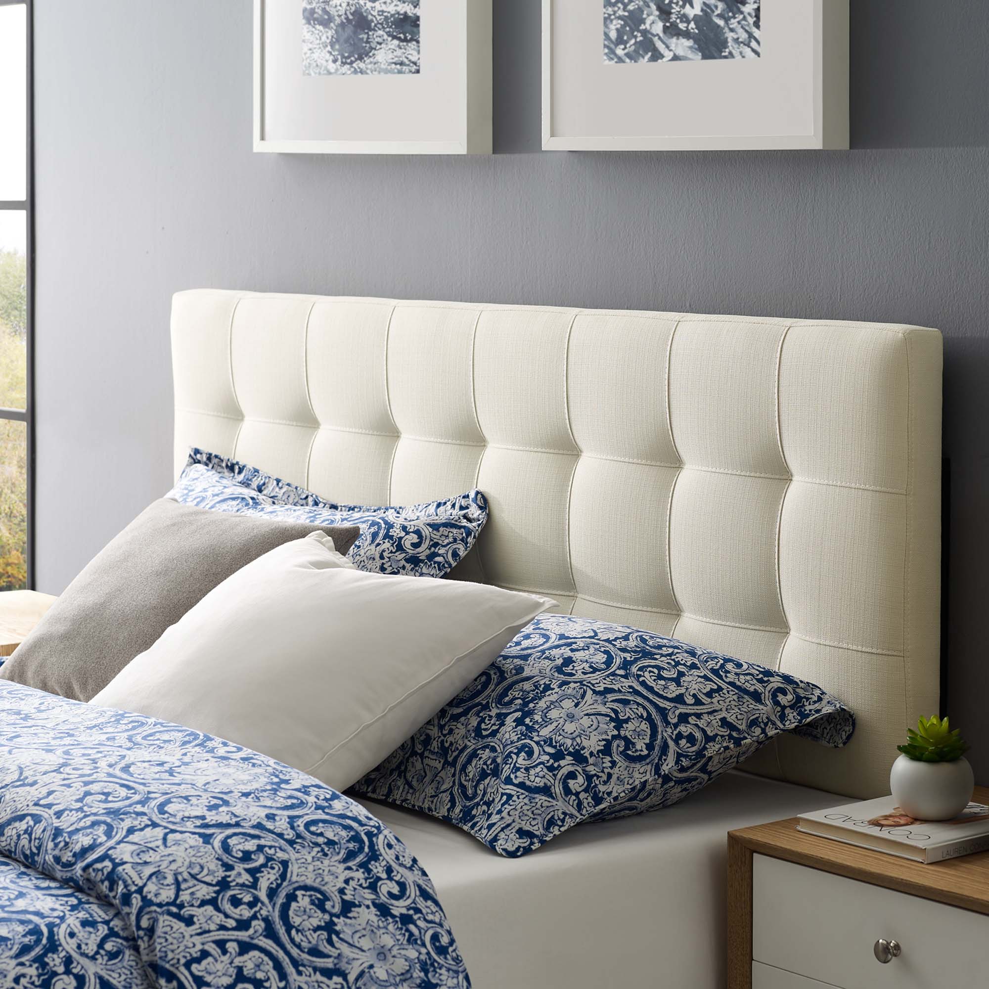Lily Upholstered Fabric Full Headboard - Ivory