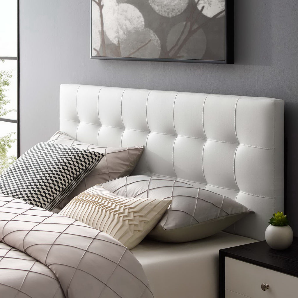 Lily Upholstered Vinyl Full Headboard - White