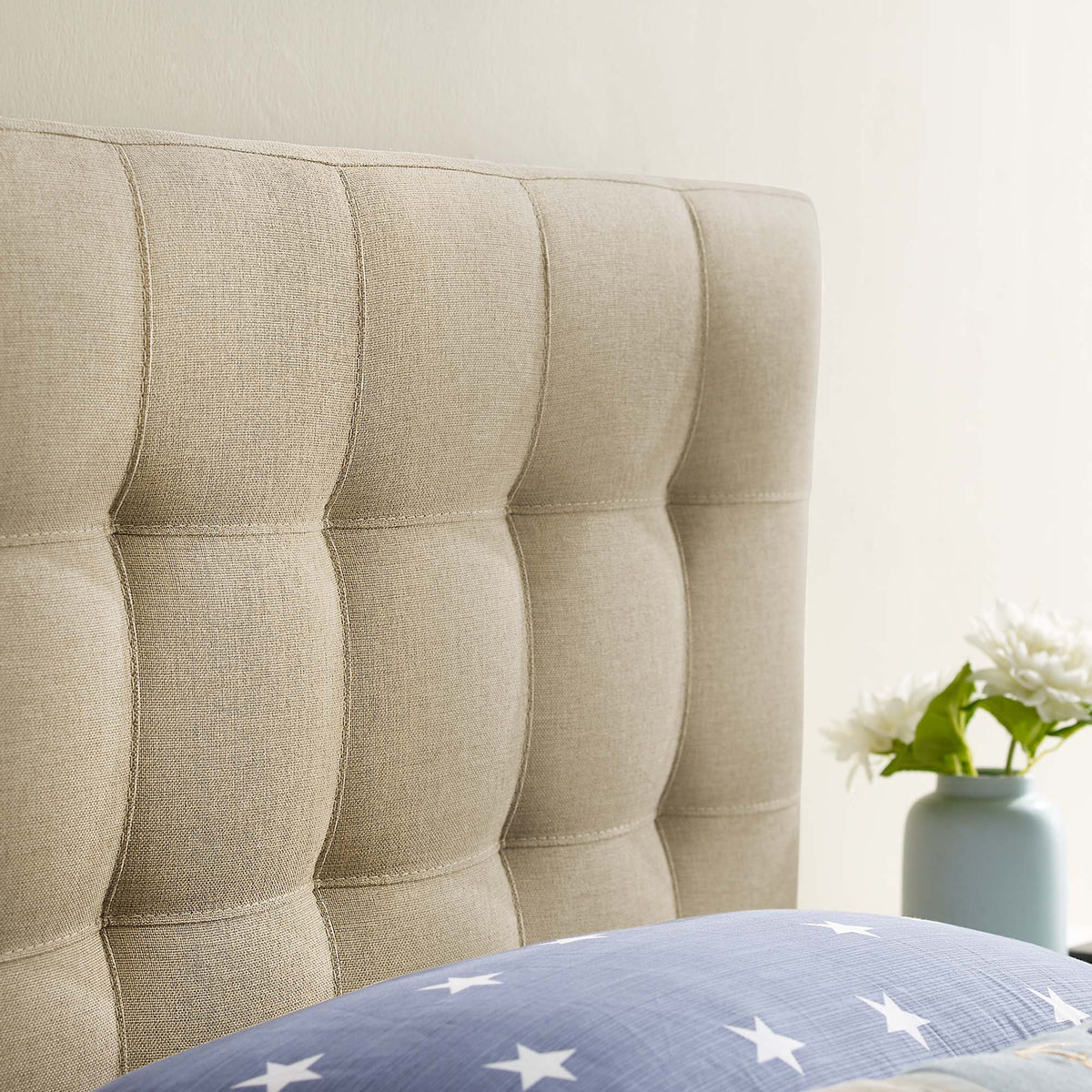 Lily Upholstered Fabric Twin Headboard - Beige