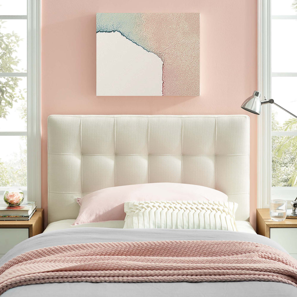 Lily Upholstered Fabric Twin Headboard - Ivory