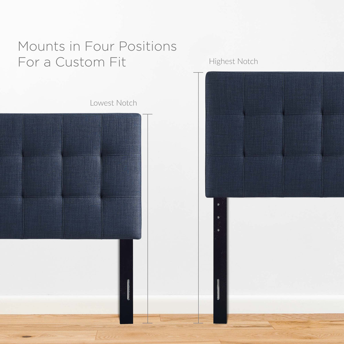 Lily Upholstered Fabric Twin Headboard - Navy