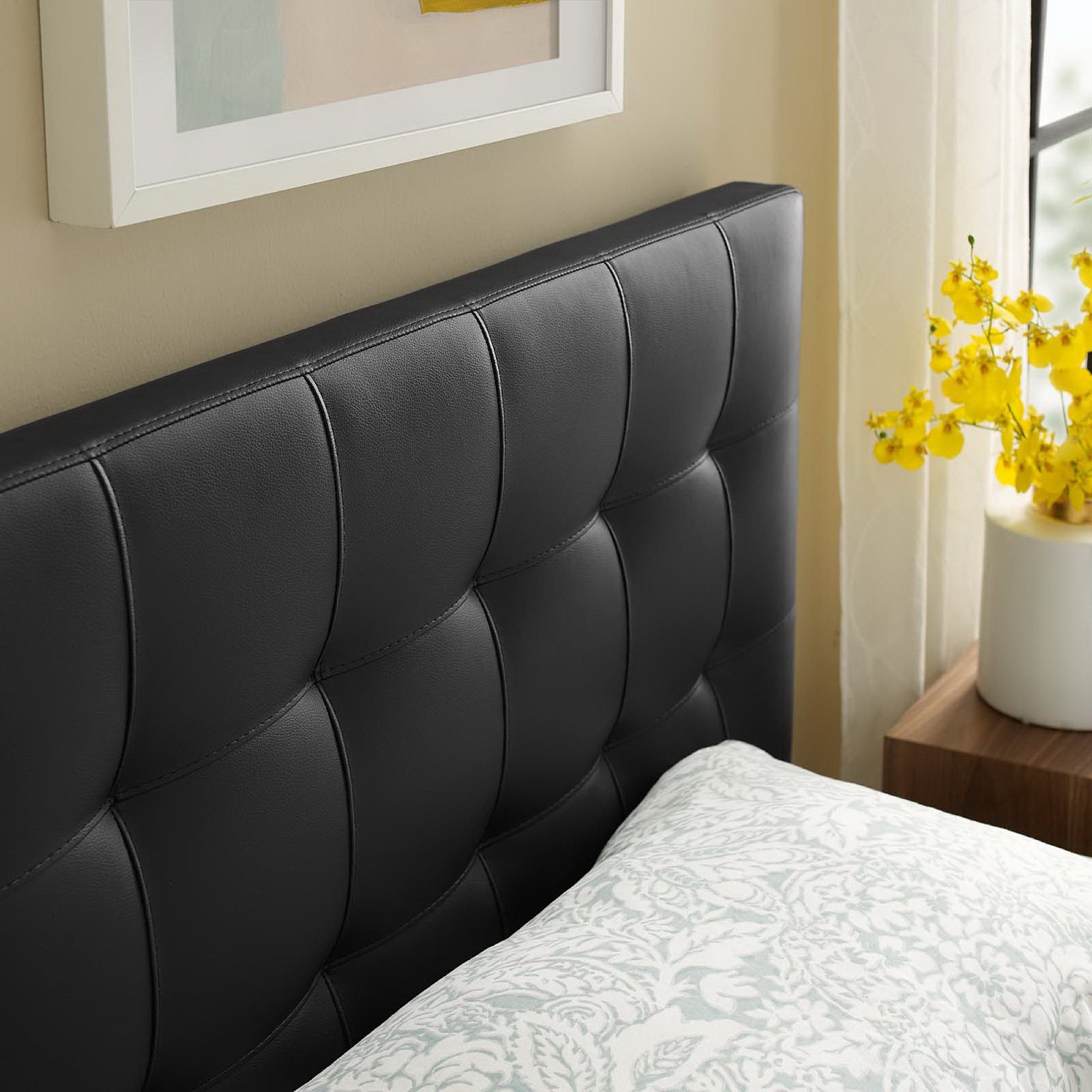 Lily Upholstered Vinyl Twin Headboard - Black