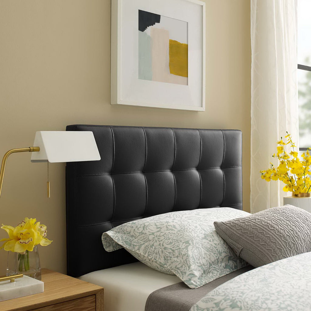 Lily Upholstered Vinyl Twin Headboard - Black