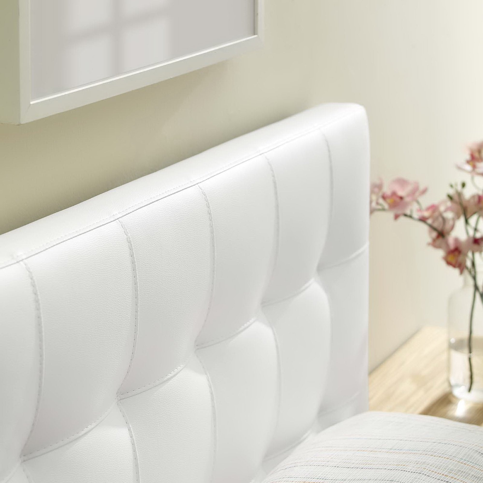 Lily Upholstered Vinyl Twin Headboard - White