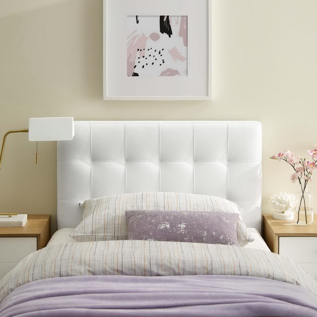 Lily Upholstered Vinyl Twin Headboard - White
