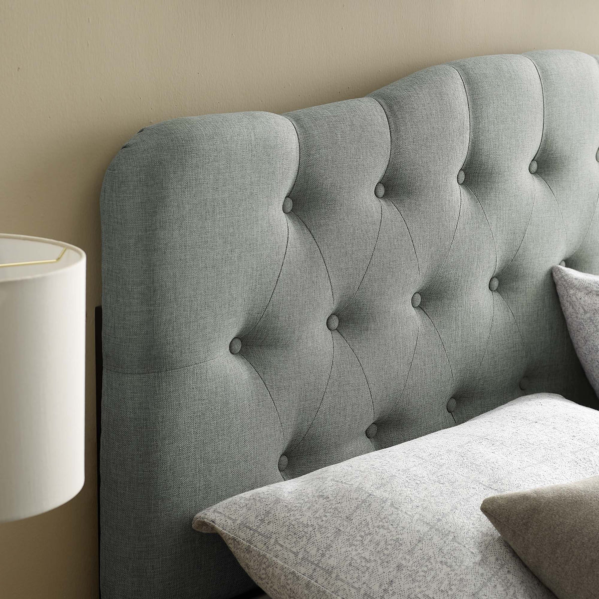 Annabel Upholstered Fabric Queen Headboard - Gray