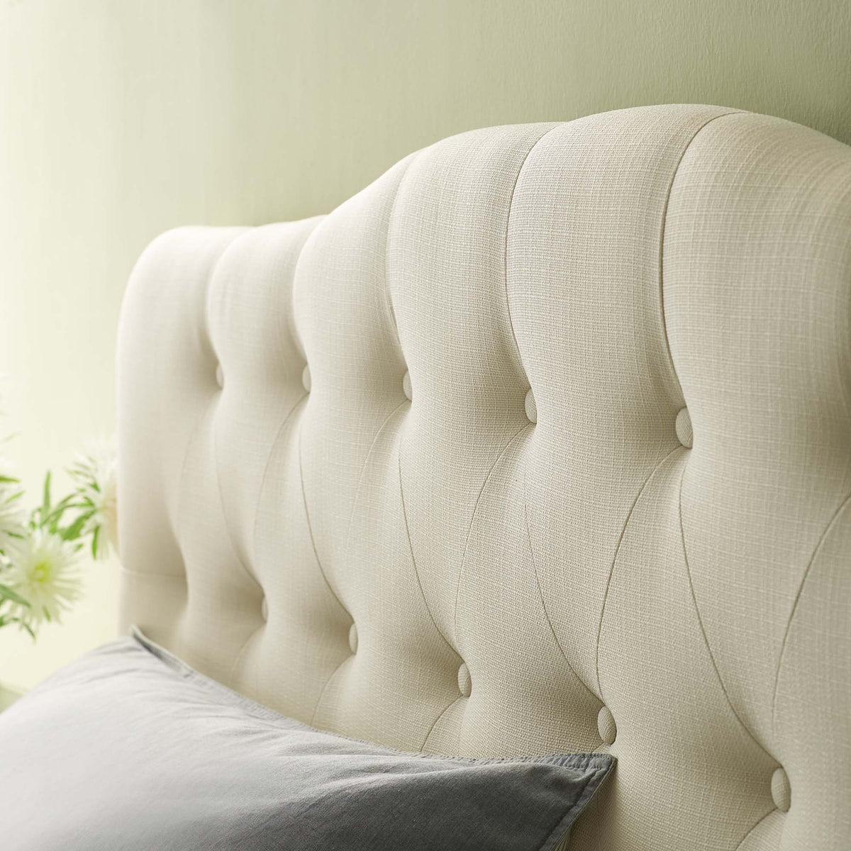 Annabel Upholstered Fabric Queen Headboard - Ivory