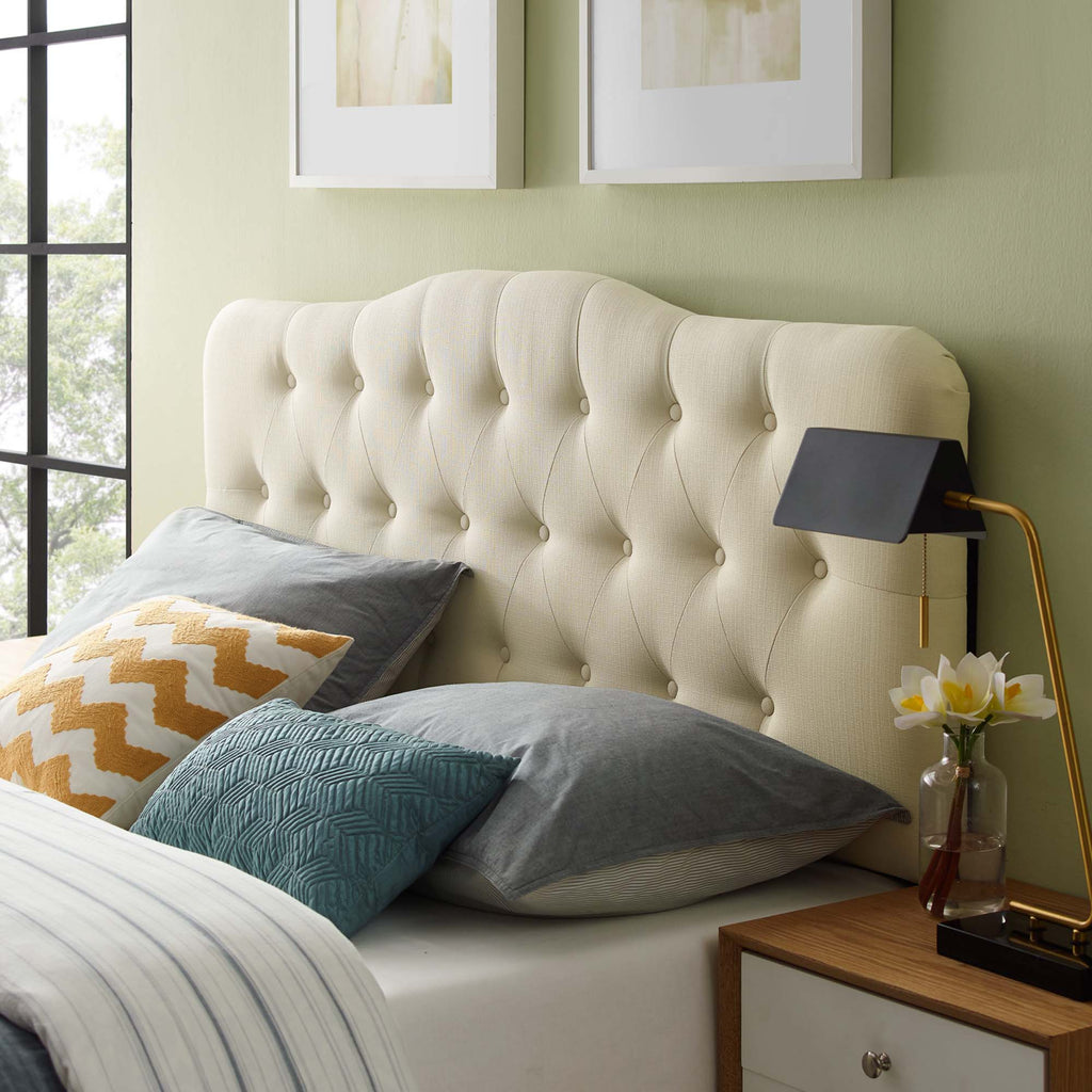 Annabel Upholstered Fabric Queen Headboard - Ivory