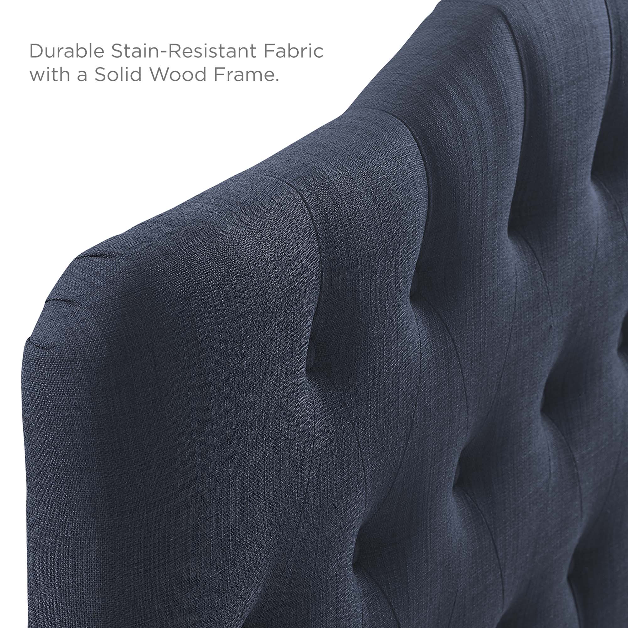 Annabel Upholstered Fabric Queen Headboard - Navy