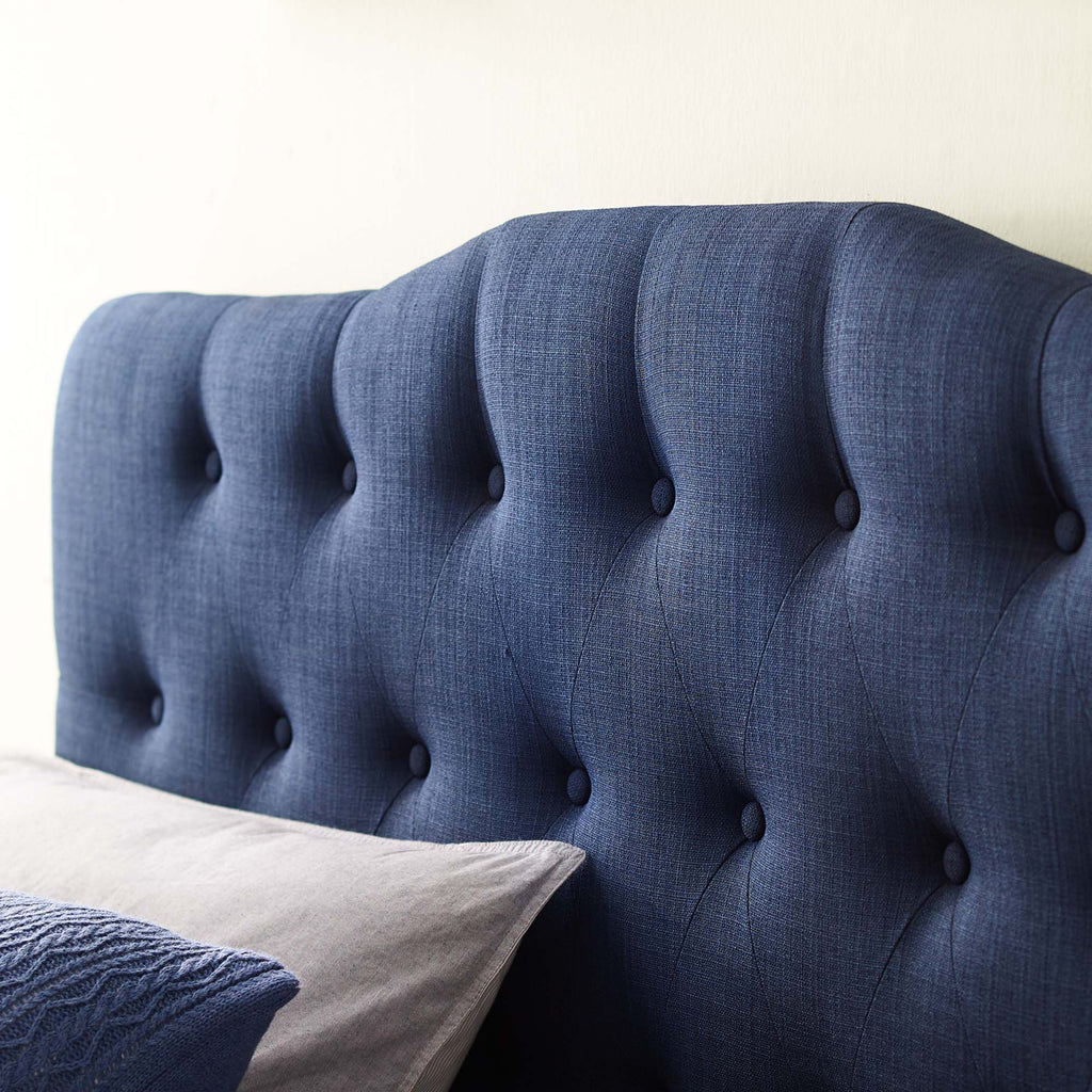Annabel Upholstered Fabric Queen Headboard - Navy