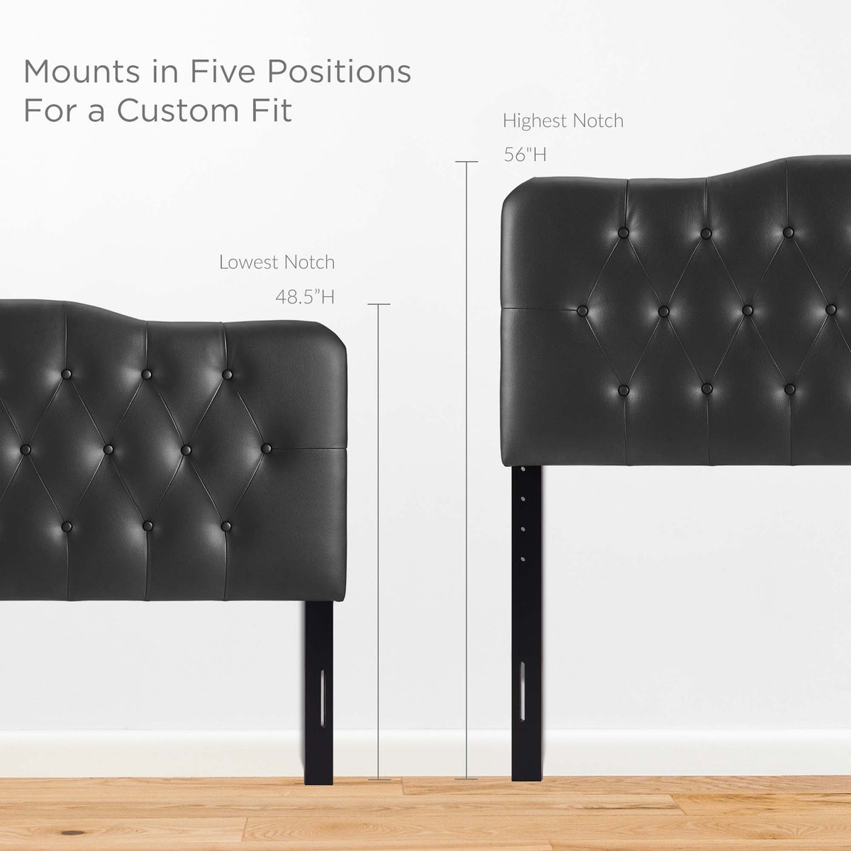 Annabel Upholstered Vinyl Queen Headboard - Black