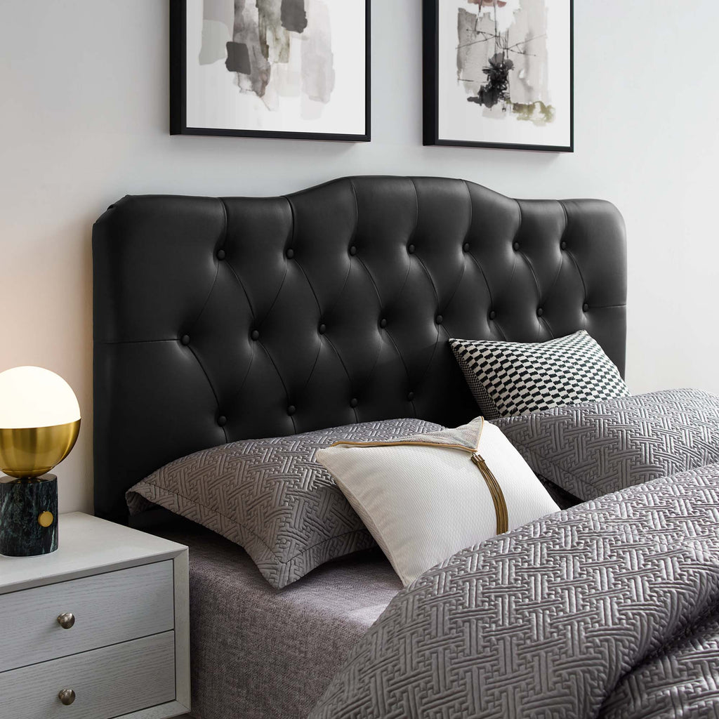 Annabel Upholstered Vinyl Queen Headboard - Black