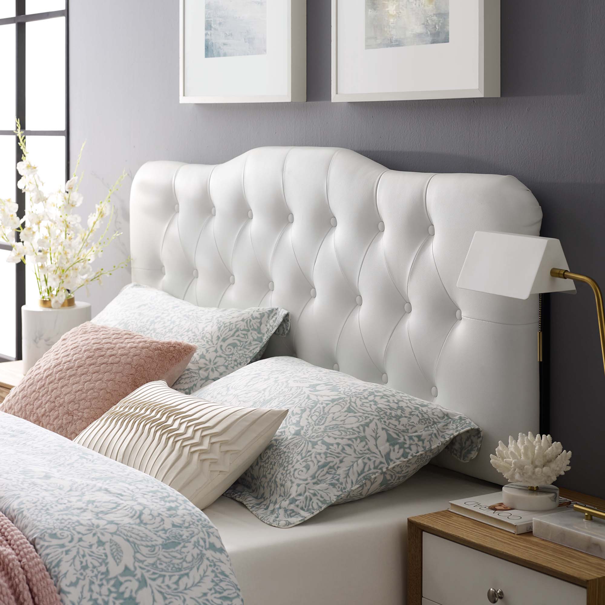 Annabel Upholstered Vinyl King Headboard - White