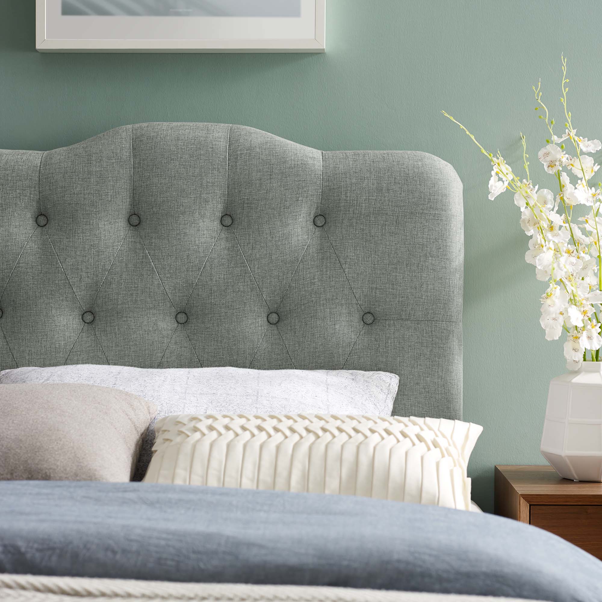 Annabel Upholstered Fabric Twin Headboard - Gray