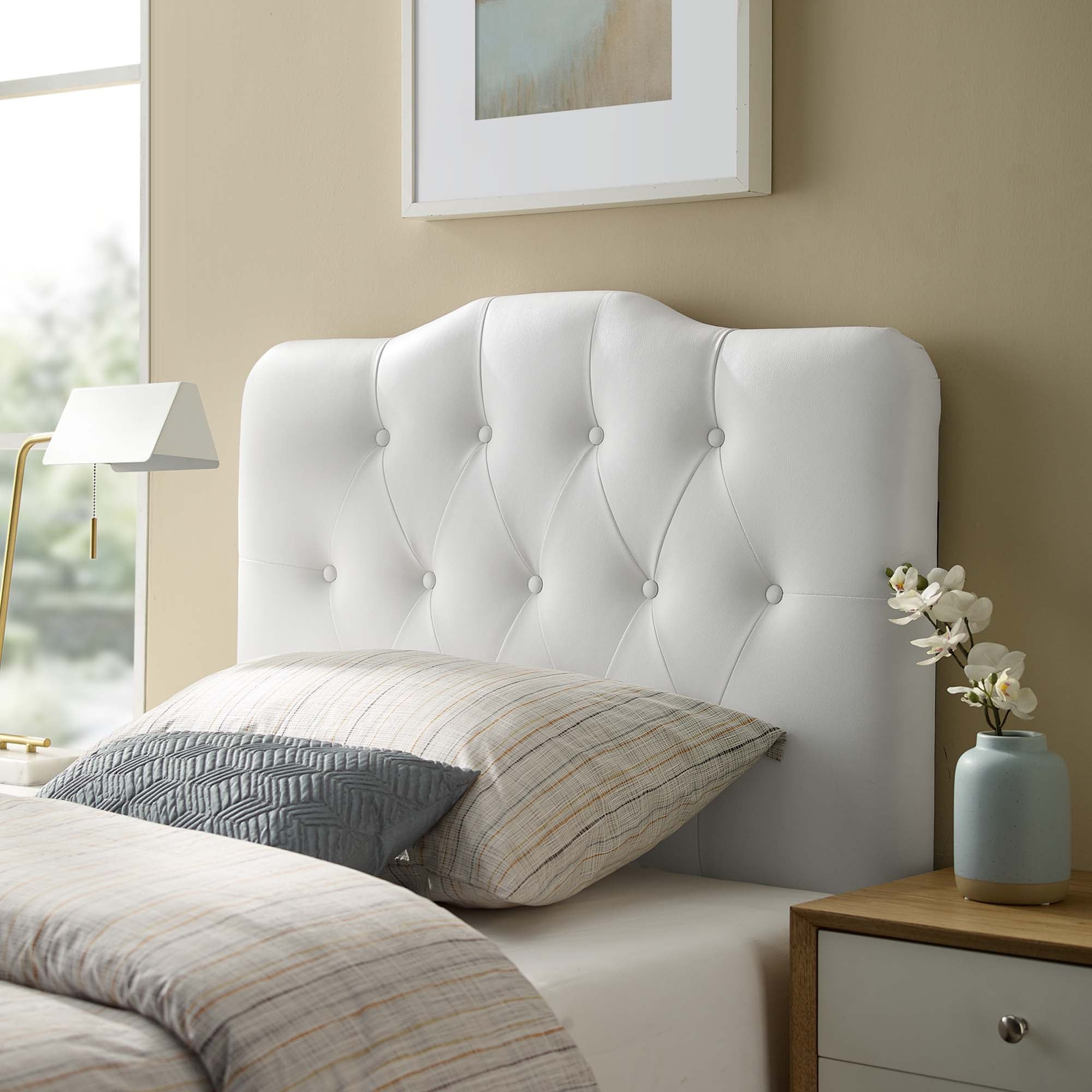 Annabel Upholstered Vinyl Twin Headboard - White