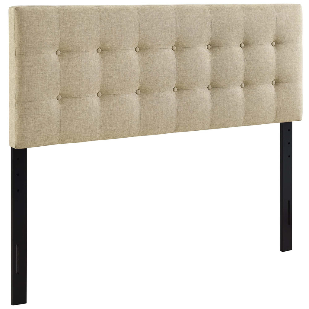 Emily Upholstered Fabric Headboard - Beige — Beige Queen