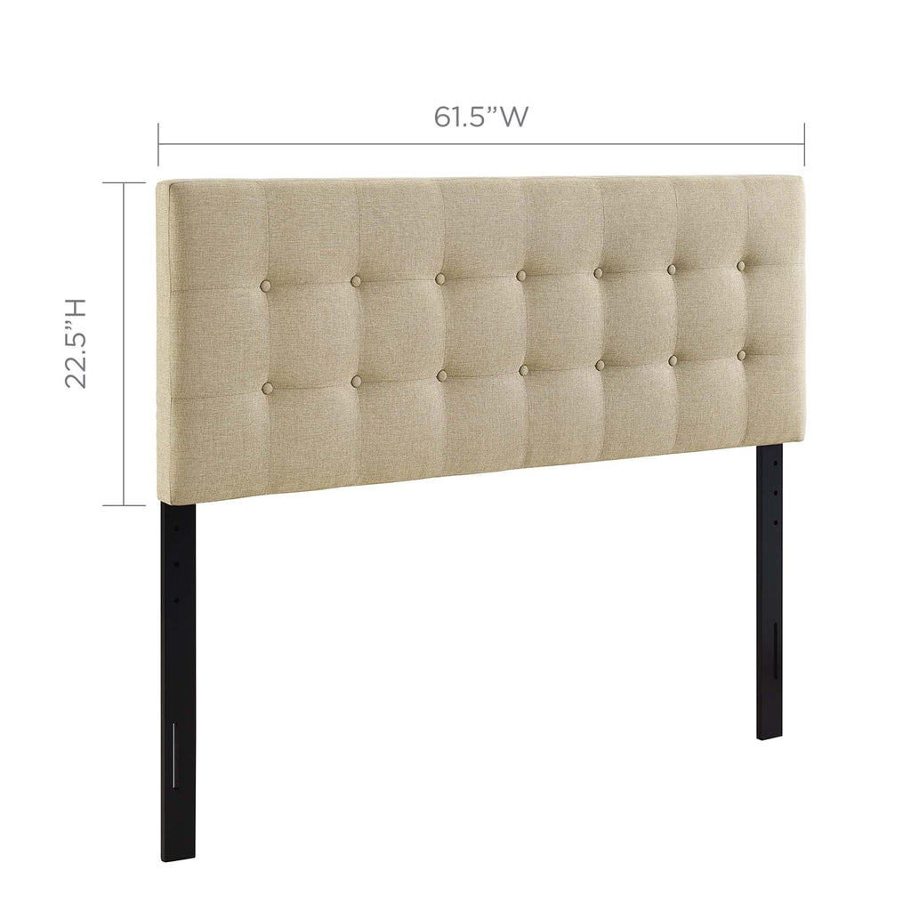 Emily Upholstered Fabric Queen Headboard - Beige