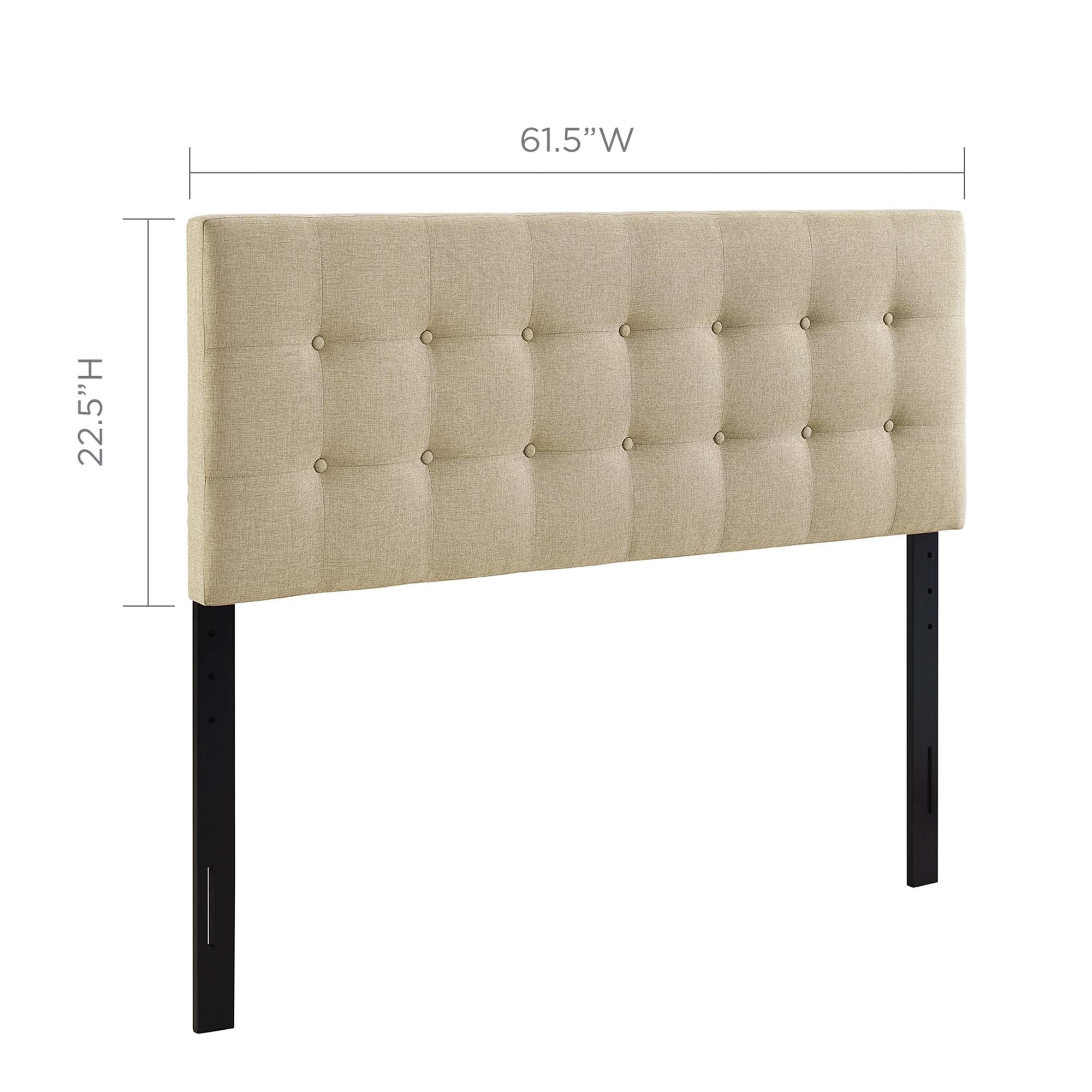 Emily Upholstered Fabric Queen Headboard - Beige
