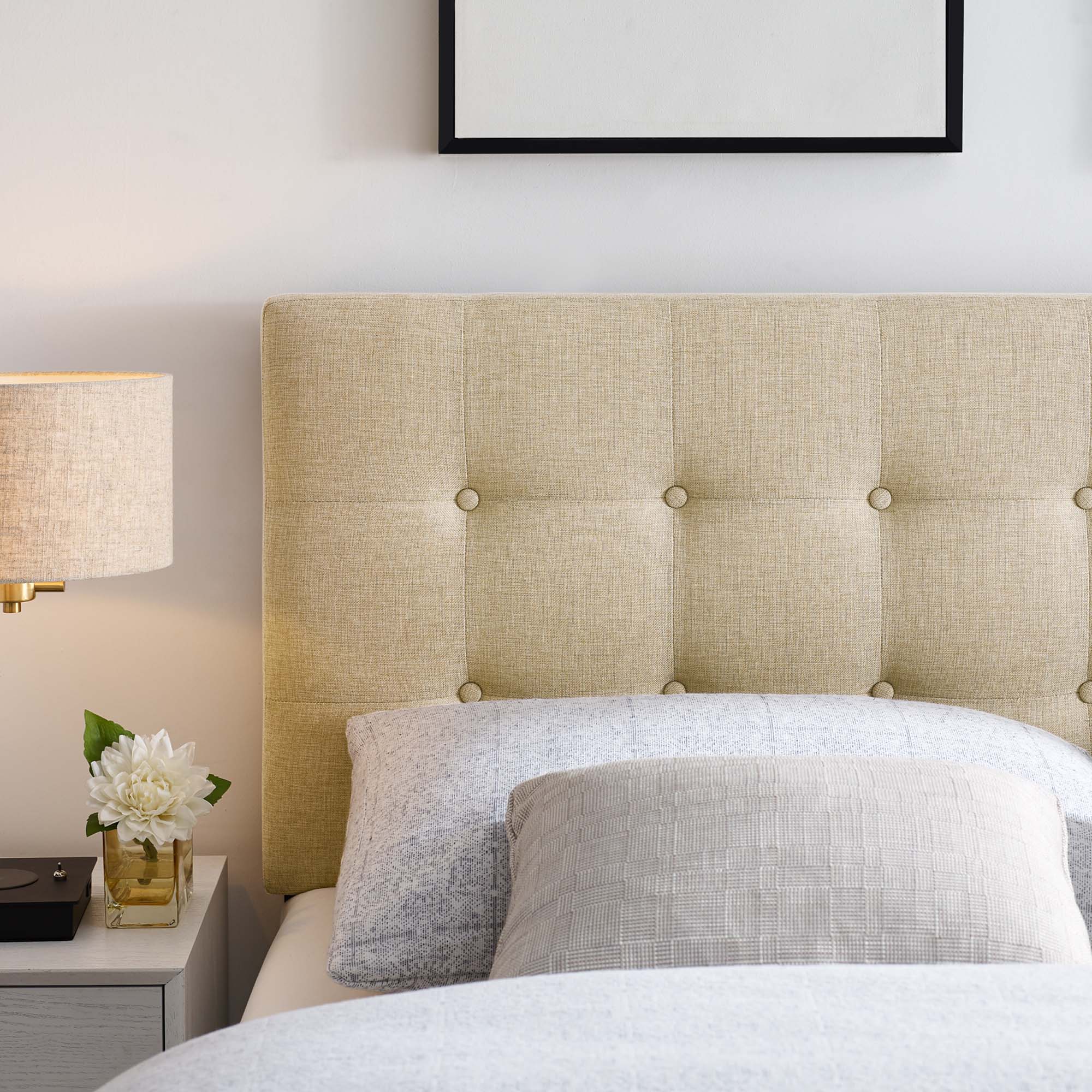 Emily Upholstered Fabric Queen Headboard - Beige