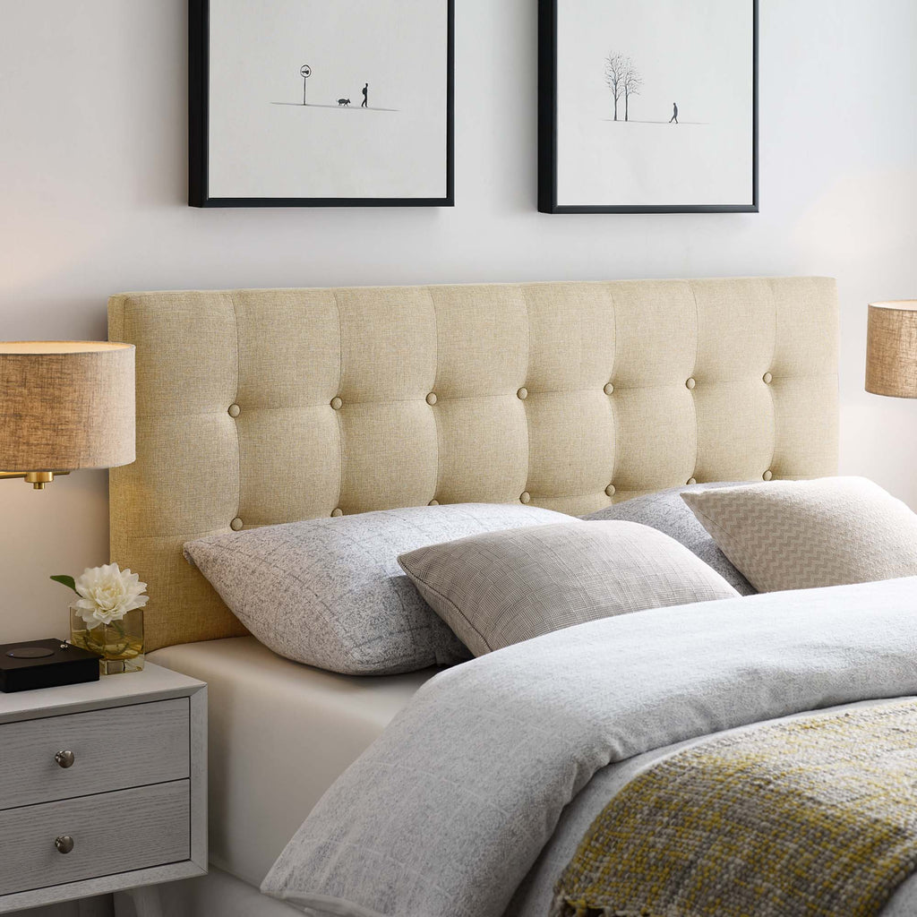 Emily Upholstered Fabric Queen Headboard - Beige