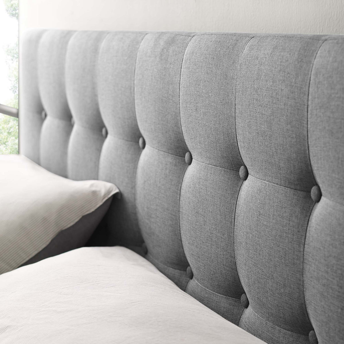 Emily Upholstered Fabric Queen Headboard - Gray