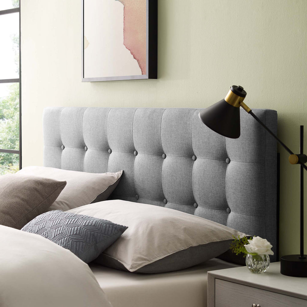 Emily Upholstered Fabric Queen Headboard - Gray