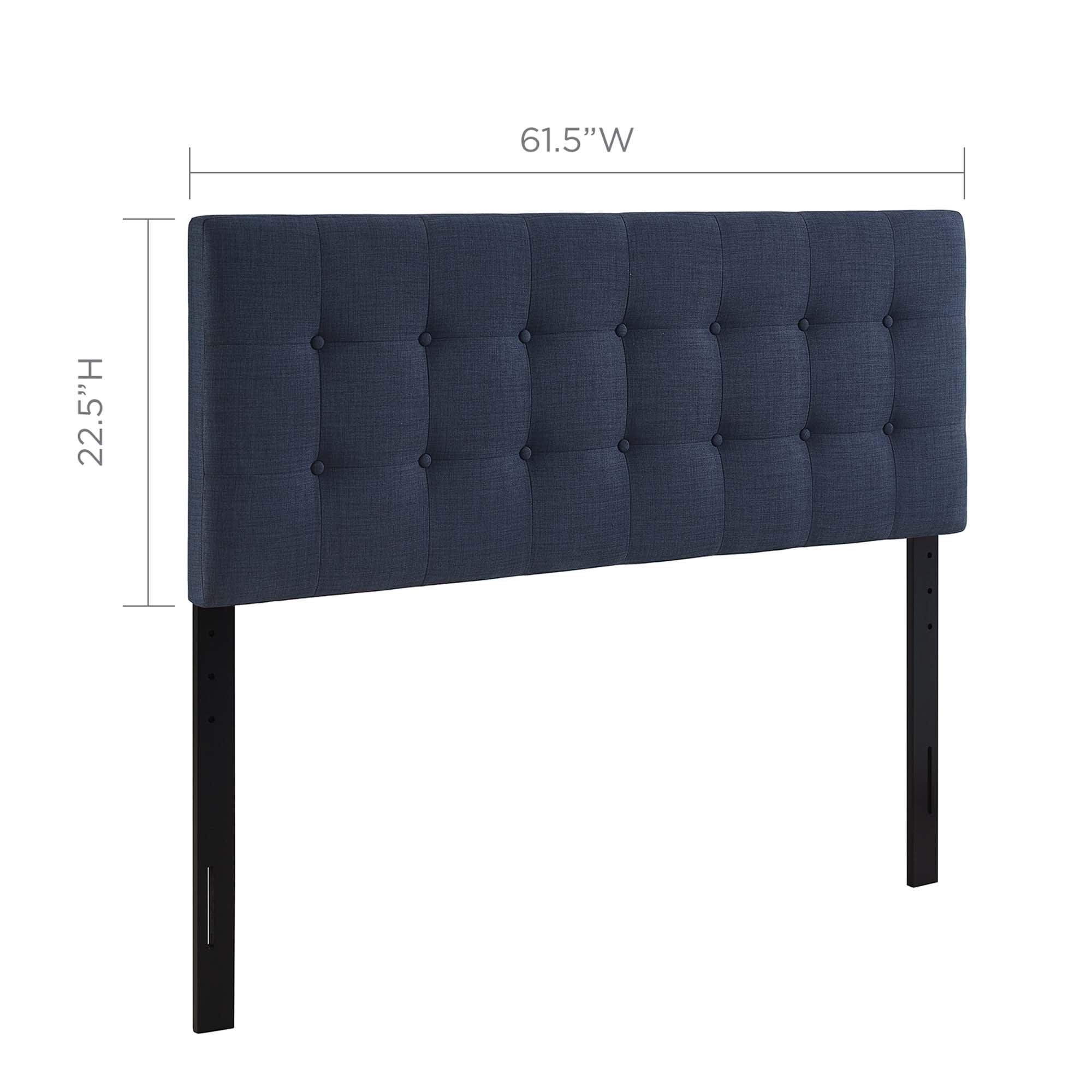 Emily Upholstered Fabric Queen Headboard - Navy