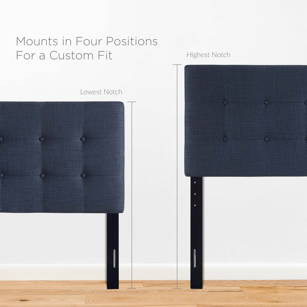 Emily Upholstered Fabric Queen Headboard - Navy