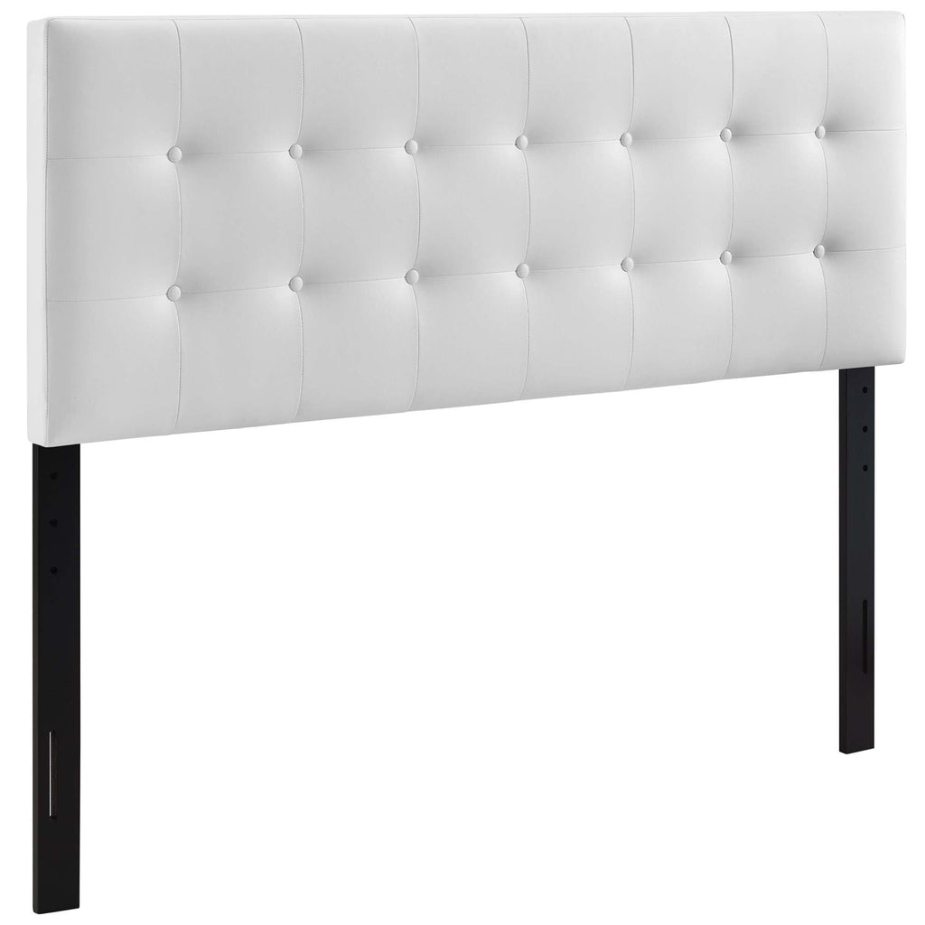 Emily Upholstered Vinyl Headboard - White — White Queen