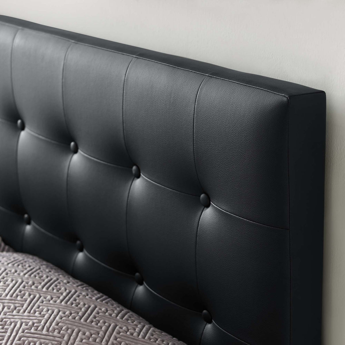 Emily Upholstered Vinyl Full Headboard - Black
