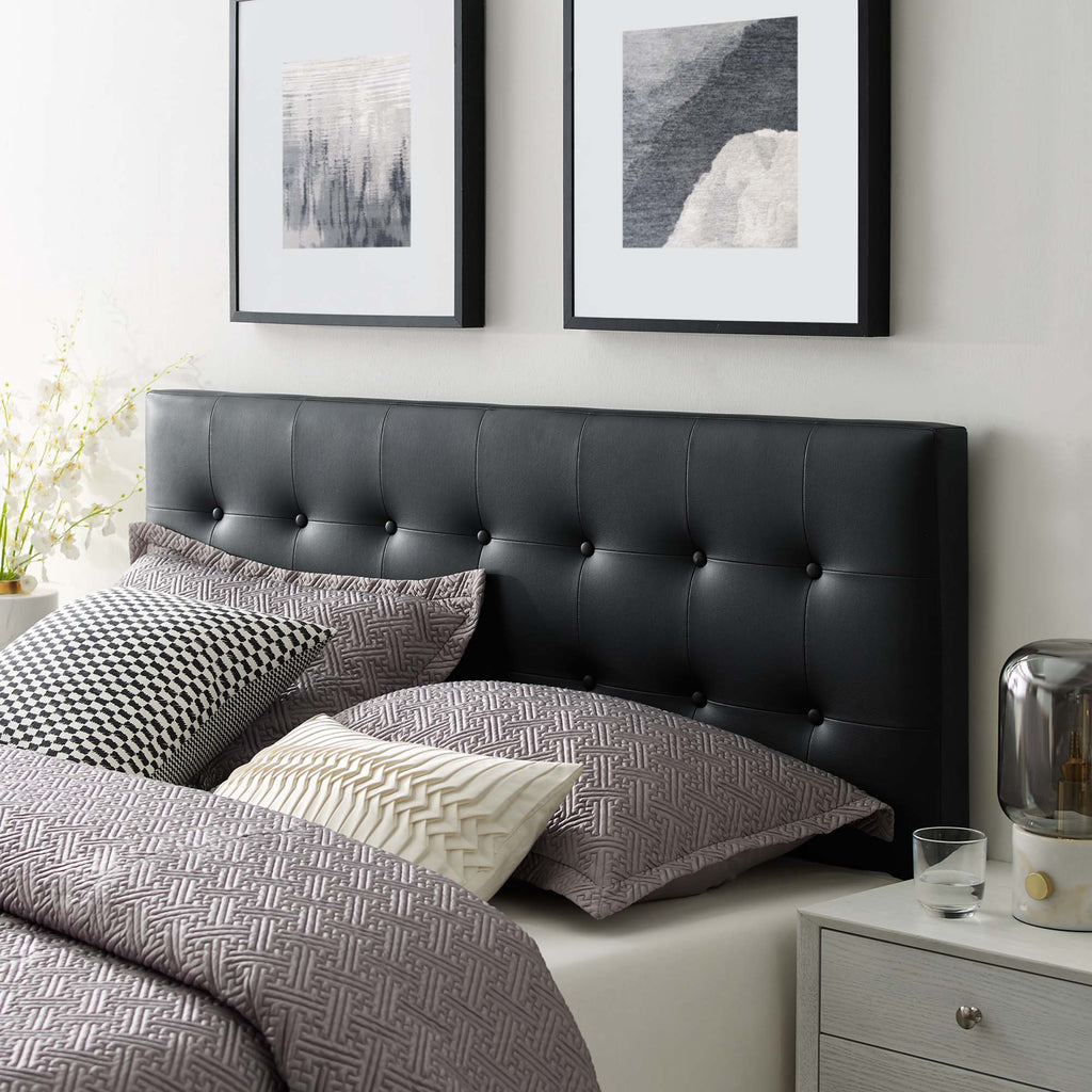 Emily Upholstered Vinyl Full Headboard - Black