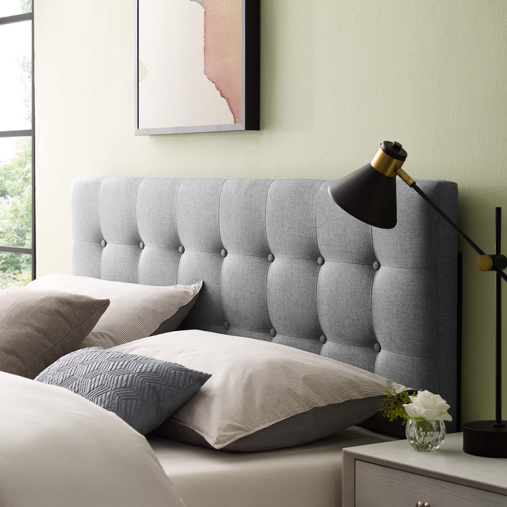 Emily Upholstered Fabric King Headboard - Gray