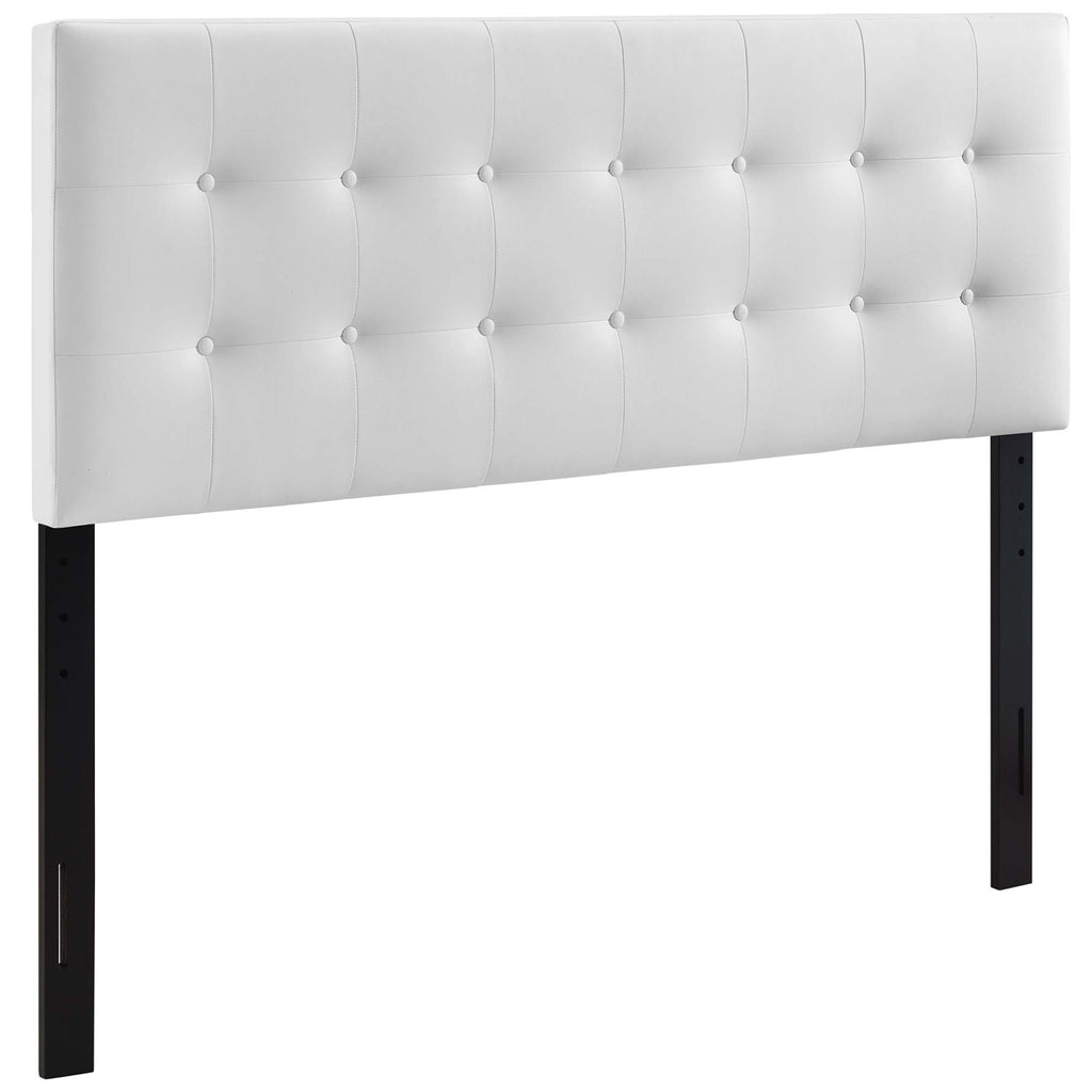 Emily Upholstered Vinyl King Headboard - White