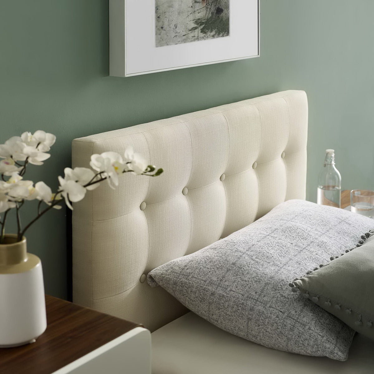 Emily Upholstered Fabric Twin Headboard - Ivory