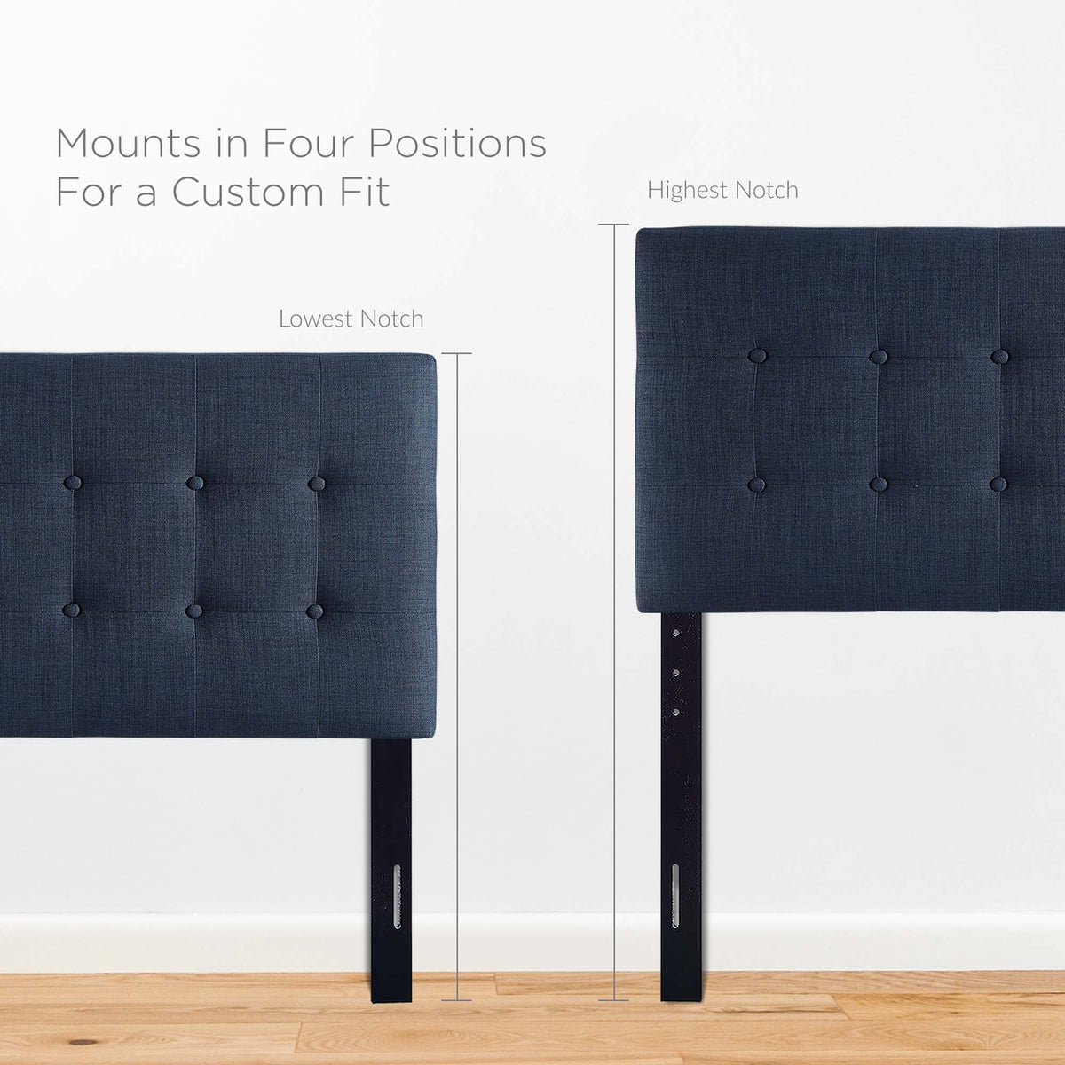 Emily Upholstered Fabric Twin Headboard - Navy