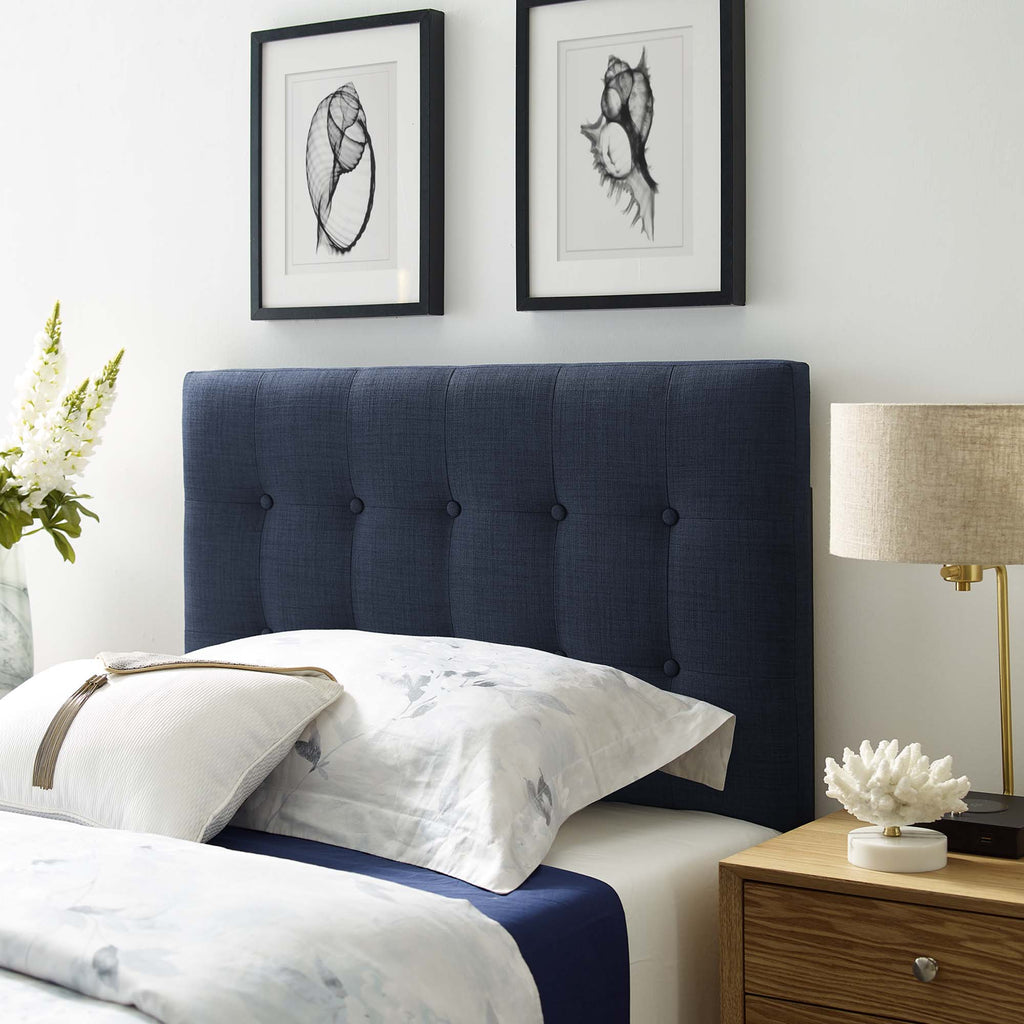 Emily Upholstered Fabric Twin Headboard - Navy