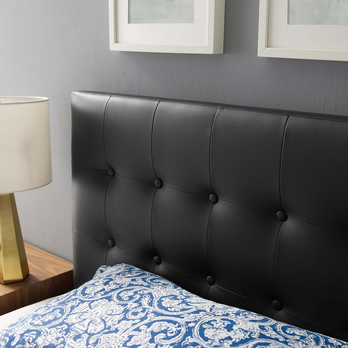 Emily Upholstered Vinyl Twin Headboard - Black
