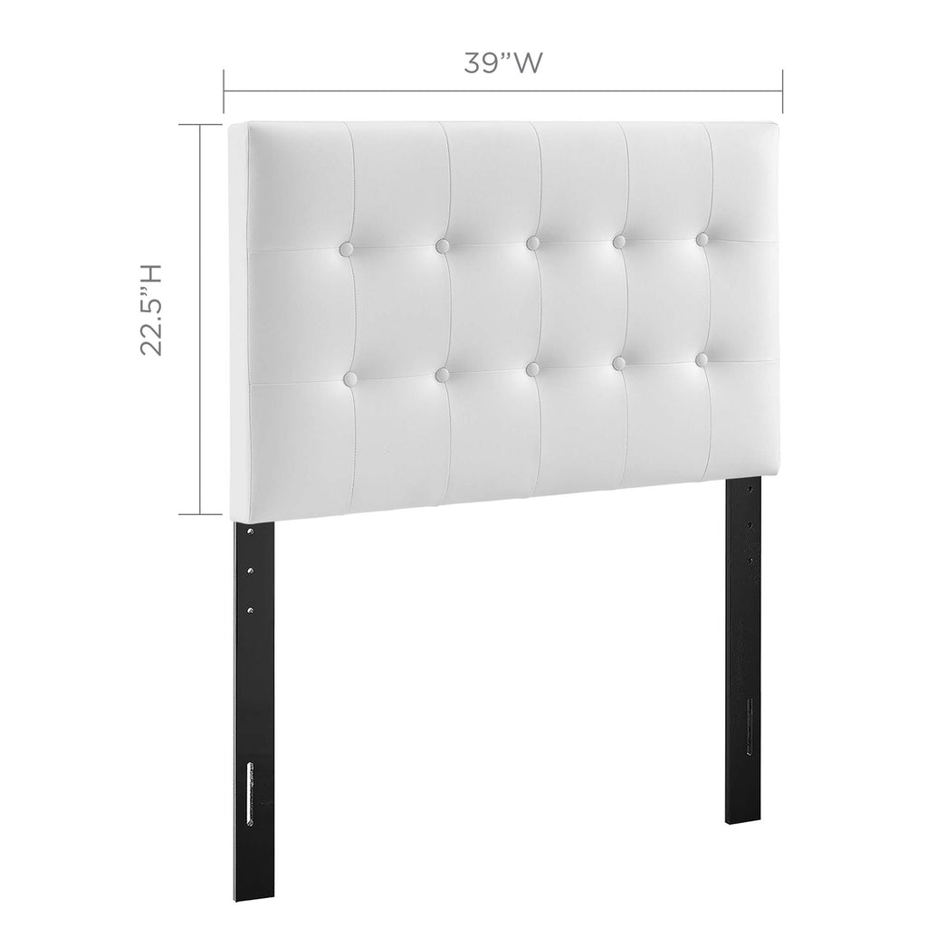 Emily Upholstered Vinyl Twin Headboard - White