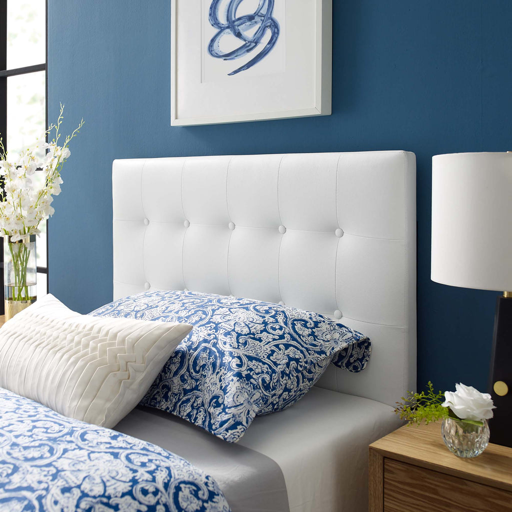Emily Upholstered Vinyl Twin Headboard - White